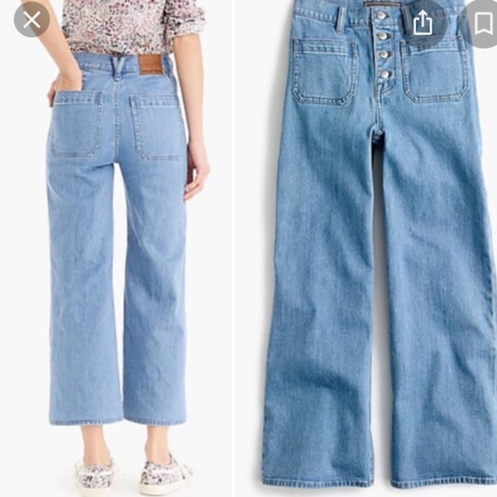 J Crew Point Sur Wide Leg Crop Denim size 29.